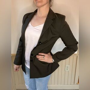 Powerline Blazer Fitted Button Jacket Made In Canada Olive Green Women’s Sz 10